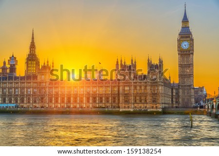 Houses of parliament at sunset, London, UK