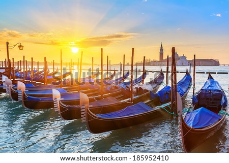 Image, Stock Photo Gondolas in morning light.