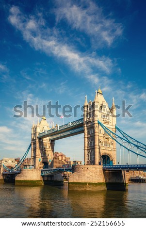 Tower bridge with autumn leaves, London