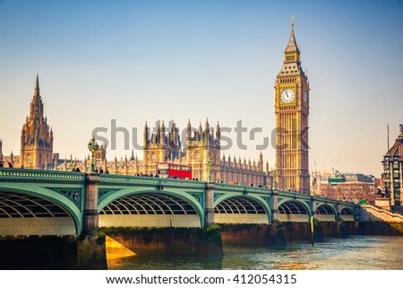 Big Ben and westminster bridge in London ストックフォト © 