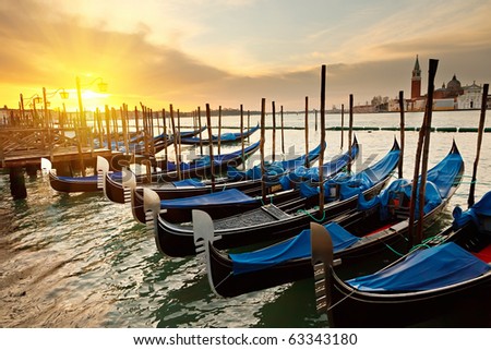 Similar – Image, Stock Photo Gondolas in morning light.