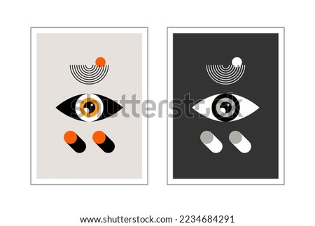 Bauhaus eye. Two abstract vertical posters.