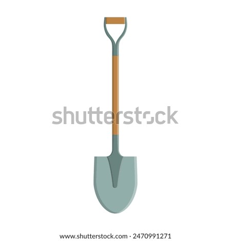 Shovel flat vector illustration on white background. Simple garden shovel icon vector design