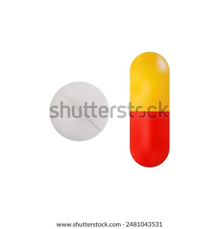 Realistic pill and capsule vector illustration isolated on white background