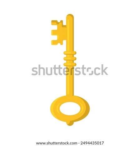 Old key flat vector illustration isolated on a background