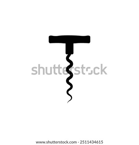 Corkscrew black and white flat vector icon design. Corkscrew symbol and clip art