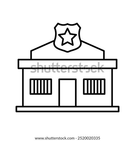 Police station black and white flat vector icon design