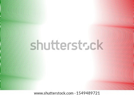 Wavy lines such as the flag cloth. Green, White and Red as the Italian flag