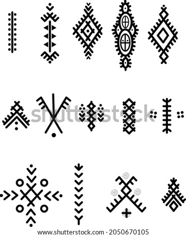 Set of Berber tattoos and symboles 
