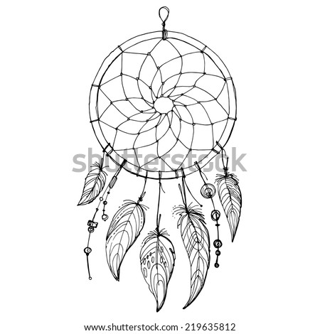 Dreamcatcher, Feathers And Beads. Native American Indian Dream Catcher ...