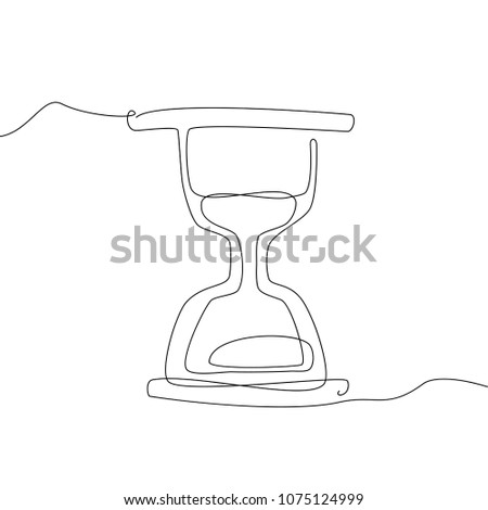 Hourglass - one line design style illustration isolated on white background. Time management, deadline concept. High quality image for your presentation