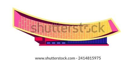 National Library in Sejong - flat design style single isolated image. Neat detailed illustration of Korean architecture building. The curved roof of the building follows the curvature of the page