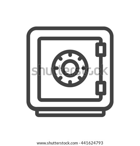 Security single isolated modern vector line design icon with a safe, vault