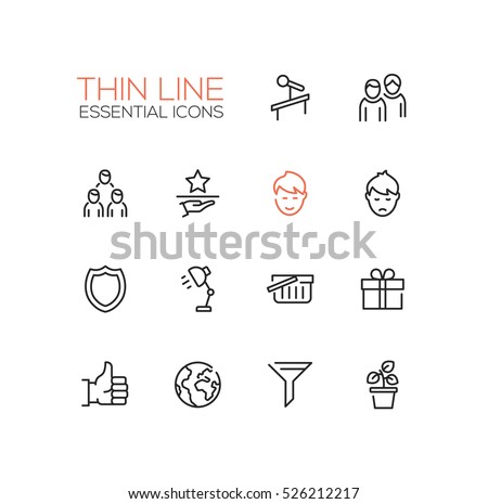 Business Essential - modern vector simple thin line design icons set. 