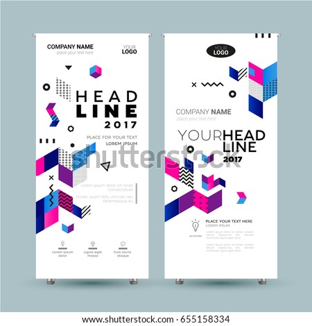 Corporate Banner - vector template illustration with abstract flat design background. Make your company look good. Headline and topic. Modern outlook with different shapes. Copy space for your logo.