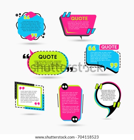 Quote Bubbles - modern vector color set of different shapes with filler text. Various sizes. Use these high quality hollow figures for your presentation, banners and flyers. Circle, hexagon, rectangle