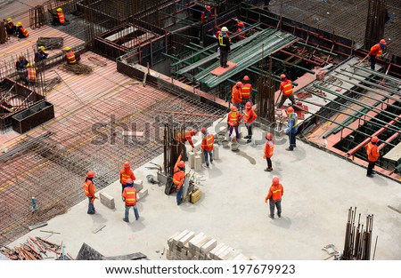 Construction site workers.