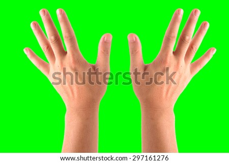 hands on green screen background