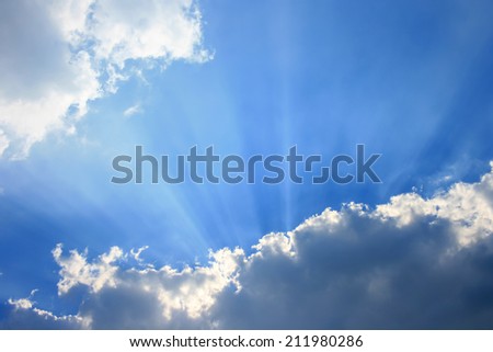 Sky and cloud with sunray, sunbeam