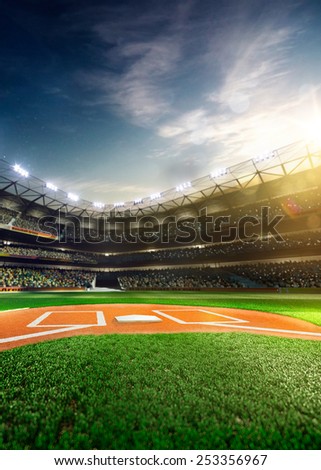 Empty baseball stadium 3 dimensional render vertical