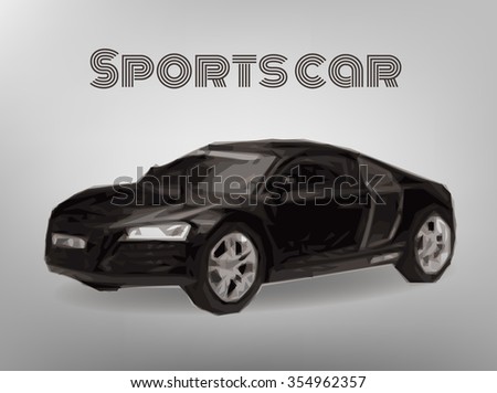 Sports car front view. The image of a sports back car on a gray background