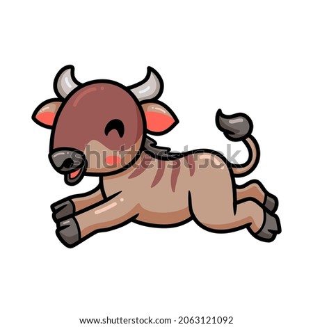 Cute little wildebeest cartoon jumping