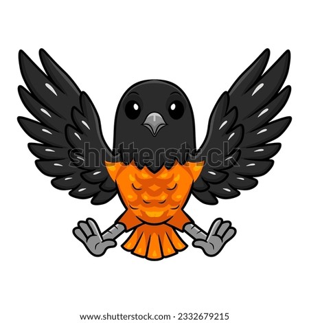 Cute baltimore oriole bird cartoon flying