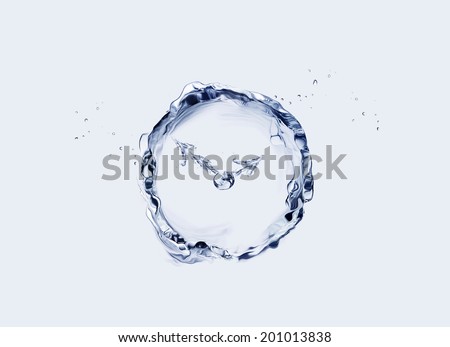 A round, blue clock made of water. Imagine de stoc © 