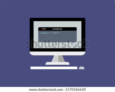 Vector illustration of linux command to superuser on a screen