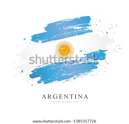 Flag of Argentina. Vector illustration on white background. Brush strokes drawn by hand. Independence Day.