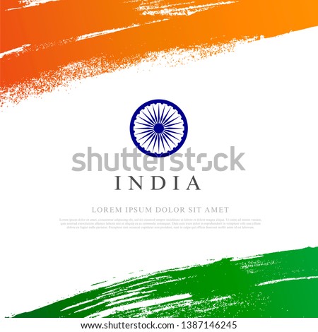 Flag of india Vector illustration on white background. Brush strokes drawn by hand. Independence Day.