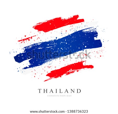 Flag of Thailand. Vector illustration on white background. Brush strokes drawn by hand.