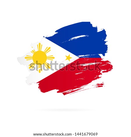 Philippines flag. Vector illustration on white background. Brush strokes drawn by hand.