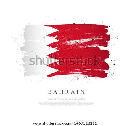 Bahrain flag. Vector illustration on a white background. Brush strokes are drawn by hand. Independence Day.