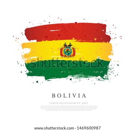 Flag of Bolivia. Vector illustration on a white background. Brush strokes are drawn by hand. Independence Day.