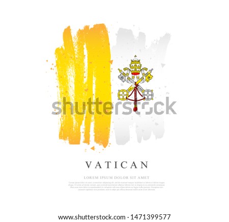 Flag of the Vatican. Vector illustration on a white background. Brush strokes are drawn by hand. Independence Day.