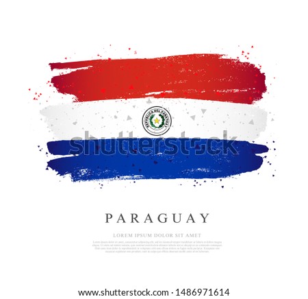 Flag of Paraguay. Vector illustration on a white background. Brush strokes are drawn by hand. Independence Day.