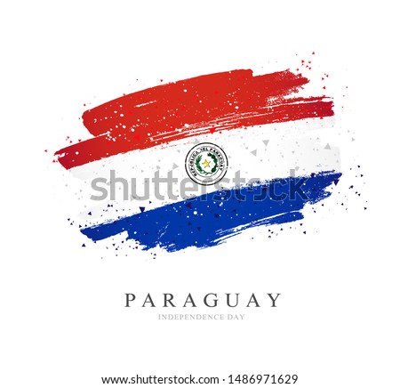 Flag of Paraguay. Vector illustration on a white background. Brush strokes are drawn by hand. Independence Day.