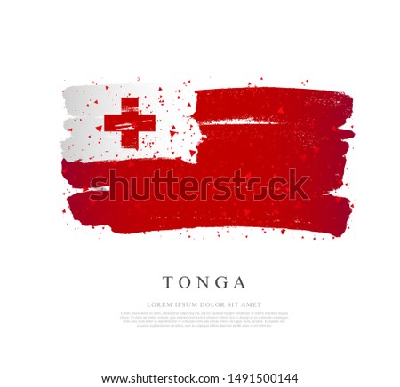 Tonga flag. Vector illustration on a white background. Brush strokes are drawn by hand. Independence Day.