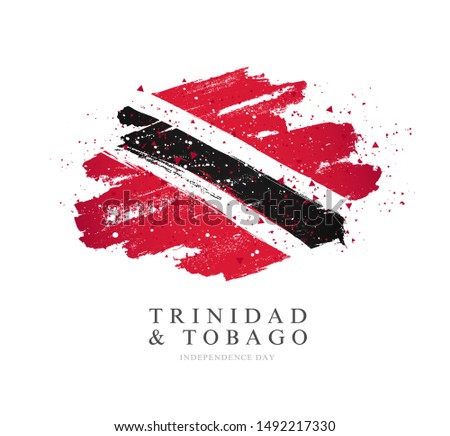 Flag of Trinidad and Tobago. Vector illustration on a white background. Brush strokes are drawn by hand. Independence Day.