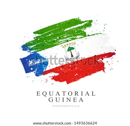 Flag of Equatorial Guinea. Vector illustration on a white background. Brush strokes are drawn by hand. Independence Day.
