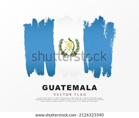 Flag of Guatemala. Blue and white brush strokes, hand drawn. Vector illustration isolated on white background. Colorful Guatemalan flag logo.