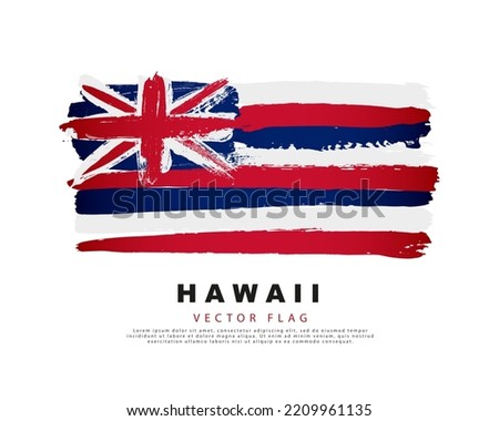 Flag of Hawaii. Blue, red and white hand-drawn brush strokes. Vector illustration isolated on white background. Colorful Hawaiian flag logo.