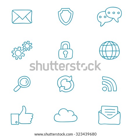 Internet. Icons, hand-drawn. Vector.