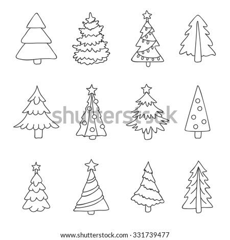 Christmas Tree. Vector Icons, Hand-Drawn. - 331739477 : Shutterstock