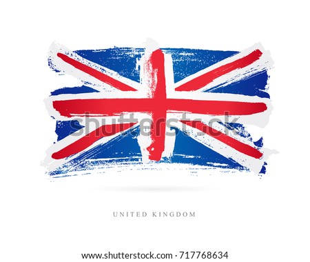 Flag of the Great Britain. Vector illustration on white background. Beautiful brush strokes. Abstract concept. Elements for design. United Kingdom