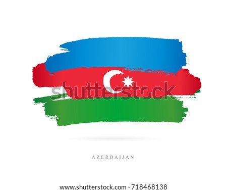 Flag of Azerbaijan. Vector illustration on white background. Beautiful brush strokes. Abstract concept. Elements for design.