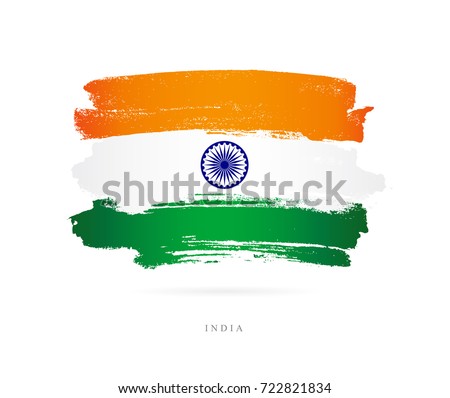 Flag of India. Vector illustration on white background. Beautiful brush strokes. Abstract concept. Elements for design