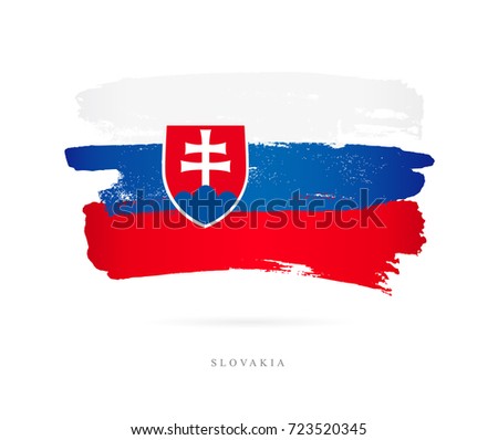 Flag of Slovakia. Vector illustration on white background. Beautiful brush strokes. Abstract concept. Elements for design.