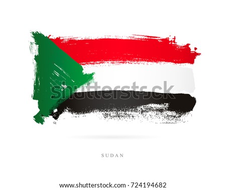 The flag of Sudan. Vector illustration on white background. Beautiful brush strokes. Abstract concept. Elements for design.